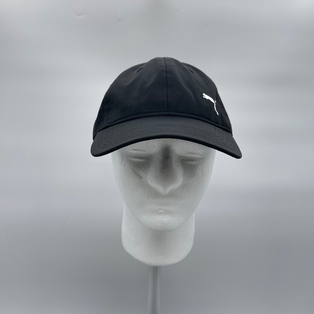 Puma Performance OSFA Unisex Black Running Cap Perforated Strapback Athletic Hat